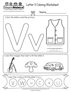 Letter V Coloring Worksheet