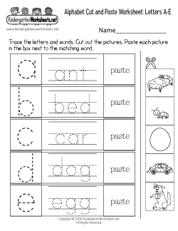 Alphabet Cut and Paste Worksheet A-E