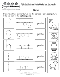 Alphabet Cut and Paste Worksheet F-J
