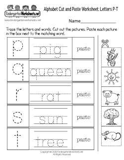Alphabet Cut and Paste Worksheet P-T