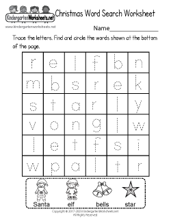 Christmas Word Search Worksheet