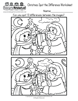 Christmas Spot the Difference Worksheet