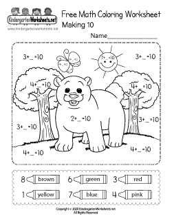 Making 10 Math Coloring Worksheet