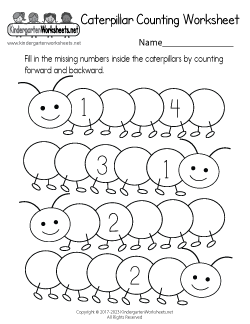 Caterpillar Missing Number Worksheet