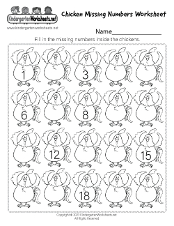 Chicken Missing Numbers Worksheet