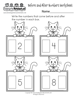 Before and After Numbers Worksheet
