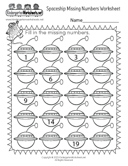 Spaceship Missing Numbers Worksheet