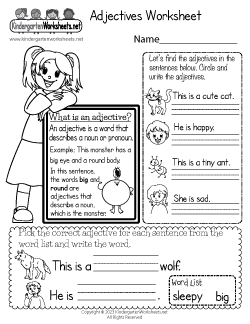 Adjectives Worksheet