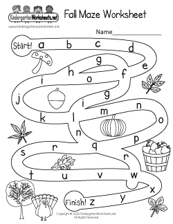 Fall Maze Activity Worksheet