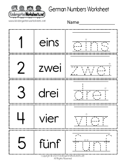 Learn German Numbers Worksheet