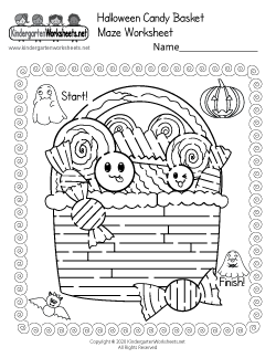 Halloween Basket Maze Worksheet