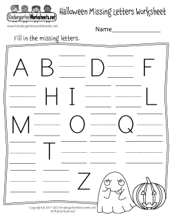 Halloween Missing Letters Worksheet