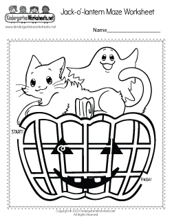 Jack-o'-lantern Maze Worksheet