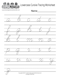 Lowercase Cursive Tracing Worksheet