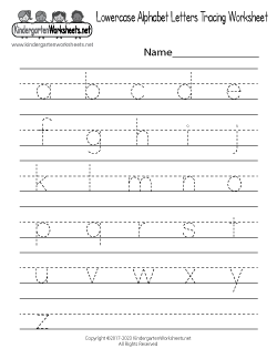 Lowercase Alphabet Letters Tracing Worksheet