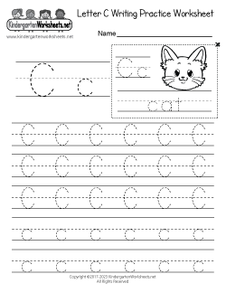 Letter C Writing Practice Worksheet