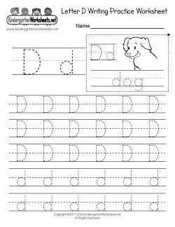 Letter D Writing Practice Worksheet