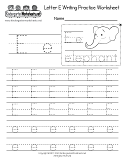 Letter E Writing Practice Worksheet