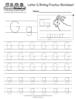 Letter G Writing Practice Worksheet