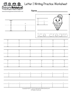 Letter I Writing Practice Worksheet