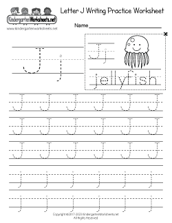 Letter J Writing Practice Worksheet