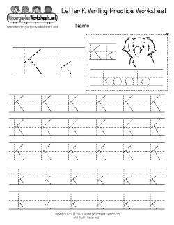 Letter K Writing Practice Worksheet