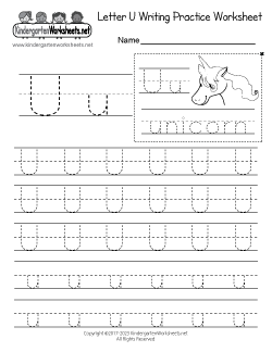 Letter U Writing Practice Worksheet