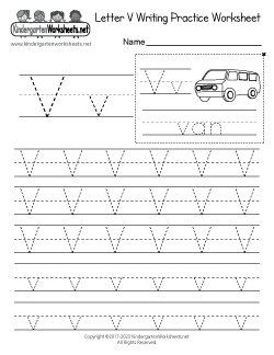 Letter V Writing Practice Worksheet