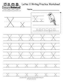 Letter X Writing Practice Worksheet