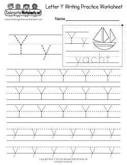 Letter Y Writing Practice Worksheet