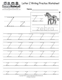 Letter Z Writing Practice Worksheet