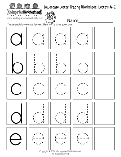 Lowercase Letter Tracing Worksheet A-E