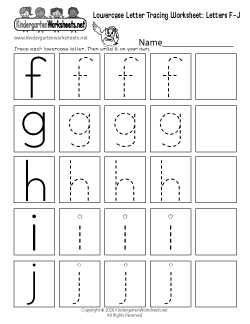 Lowercase Letter Tracing Worksheet F-J
