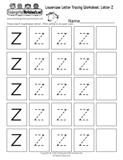 Lowercase Letter Tracing Worksheet Z
