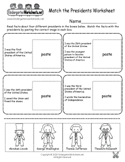 Match the Presidents Worksheet