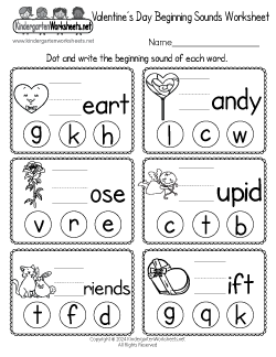 Valentine's Day Beginning Sounds Worksheet