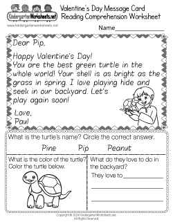 Valentine's Day Message Card Worksheet