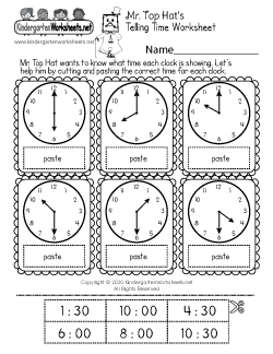 Cut and Paste Time Worksheet