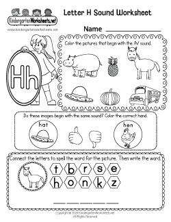 Letter H Sound Worksheet