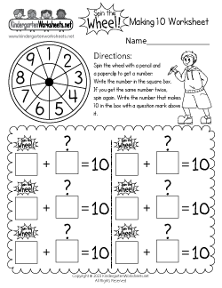 Spin the Wheel Making 10 Worksheet
