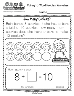Making 10 Word Problem Worksheet