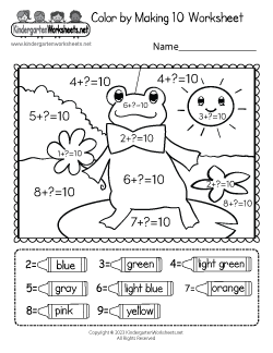 Free Kindergarten Making 10 Worksheets - Add Up to 10 With ...