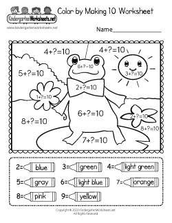 kindergarten math worksheets ways to make 10