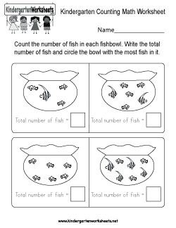 Kindergarten Counting Math Worksheet