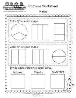 Free Kindergarten Fraction Worksheets - Tackling advanced ...