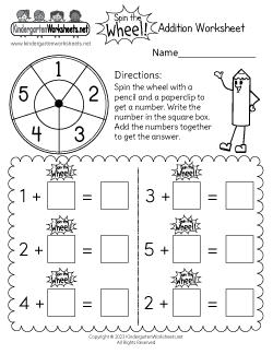 Spin the Wheel Addition Worksheet
