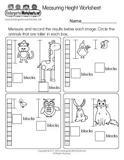 Measuring Height Worksheet