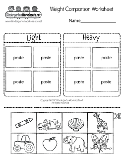 Weight Comparison Worksheet