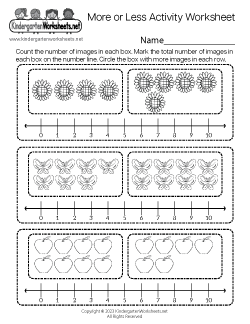 Free More Or Less Worksheets For Kindergarten - Practice Comparing Numbers With Pictures