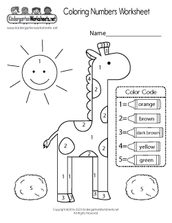 Coloring Numbers Worksheet